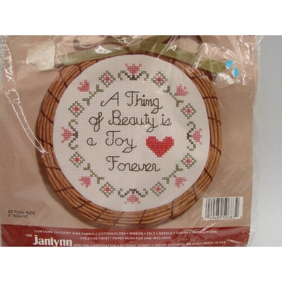 NEW Janlynn Counted Cross Stitch Kit A Thing Of Beauty Is A Joy Forever 5" Round - Picture 2 of 9